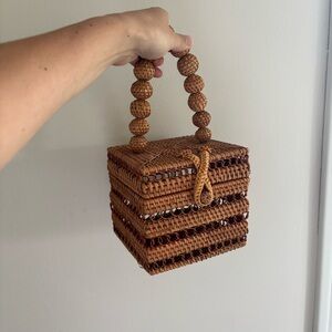 Cult Gaia EOS Rattan Mini Purse NWOT